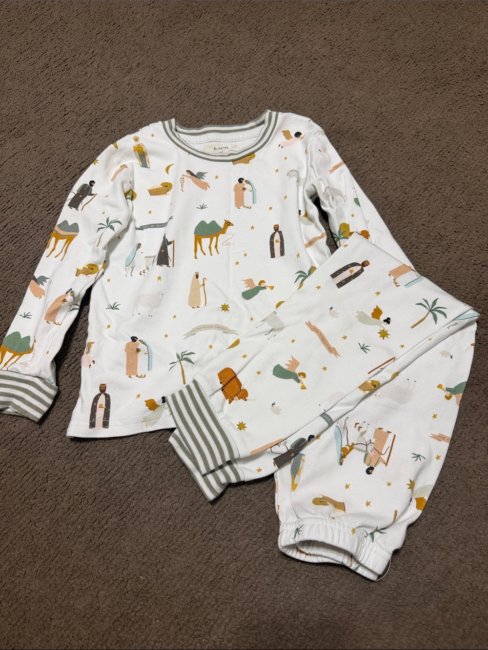Kids White Camel & Desert Print Pajama Set